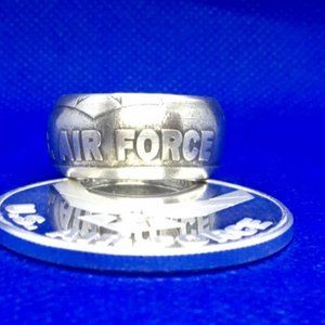 Pure Silver US Air Force Coin Ring